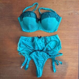 Teal and Black Lingerie Set
